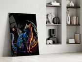 Moon Cat glass print enhancing an office with cinematic mood