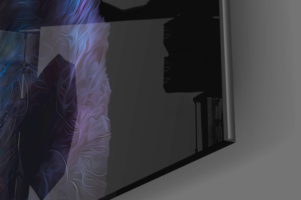 Space Dog artwork anchoring a wall with bold dramatic palette