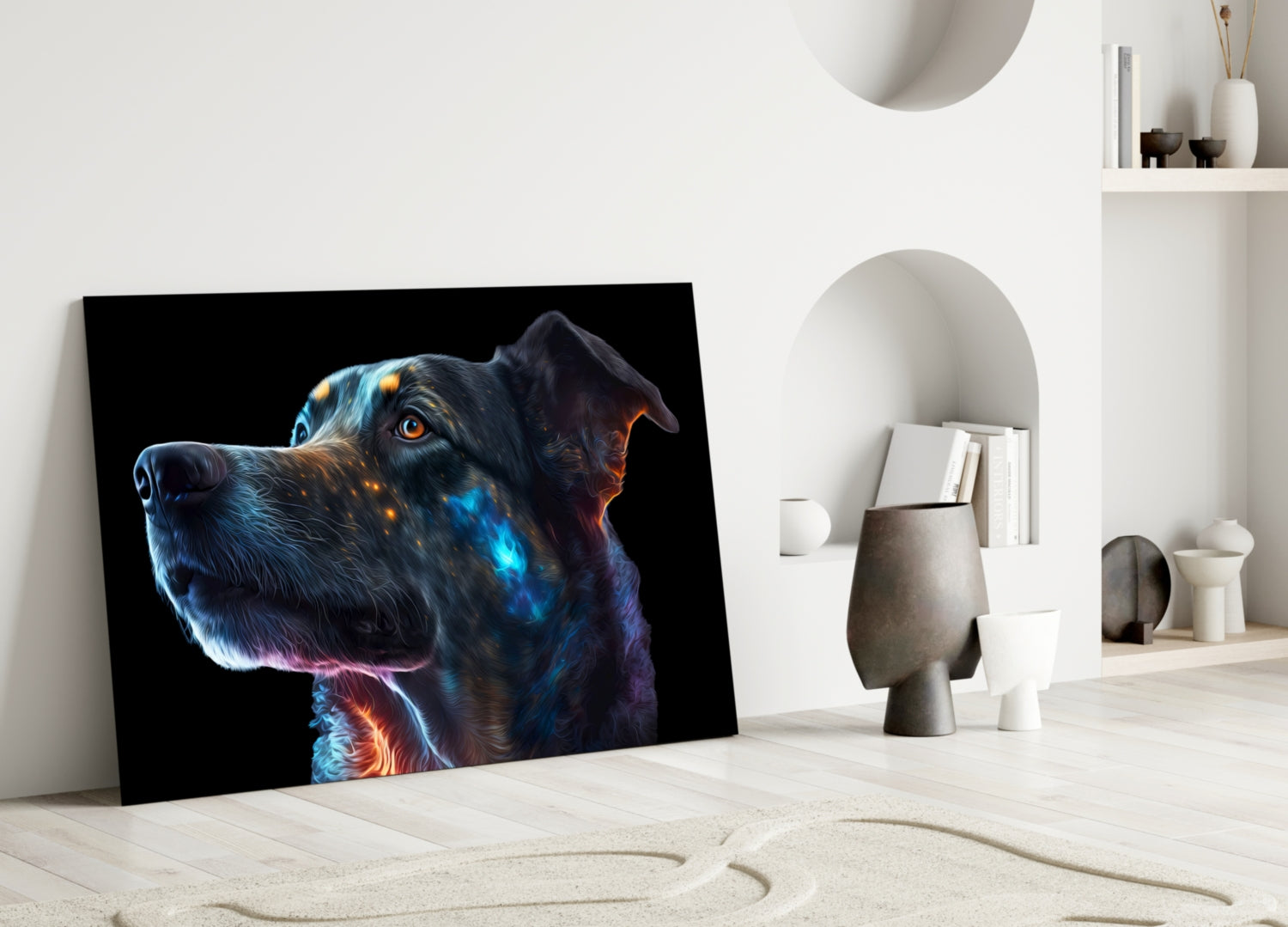 Space Dog Glass Wall Art  || Designer Collection | Insigne Art Design.