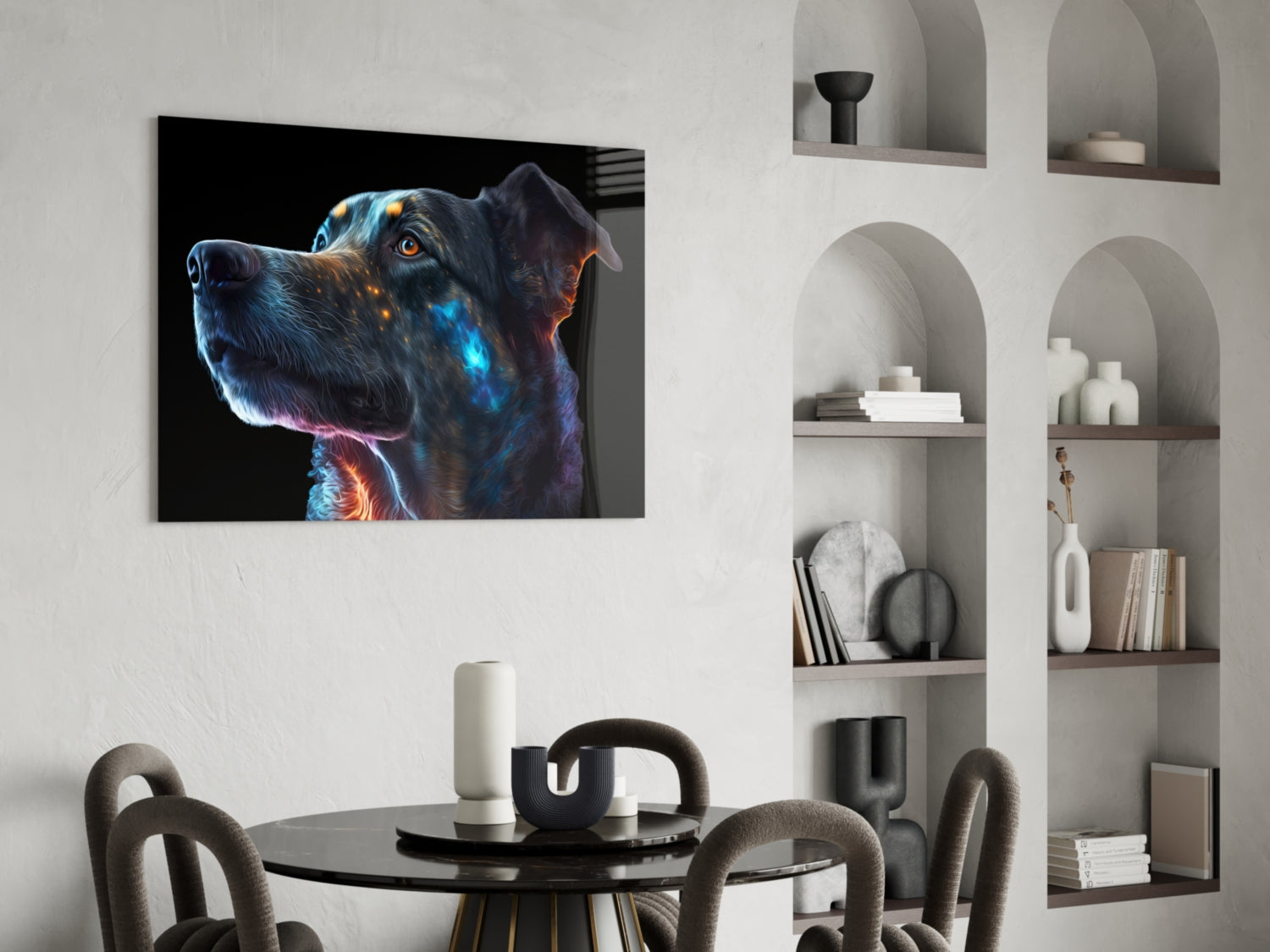Space Dog Glass Wall Art  || Designer Collection | Insigne Art Design.