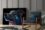 Space Dog glass print enhancing an office with cinematic mood