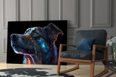 Space Dog glass print enhancing an office with cinematic mood
