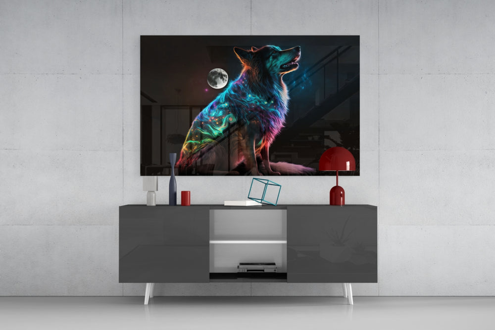Space Dog panel catching window light to reveal its kinetic wonder