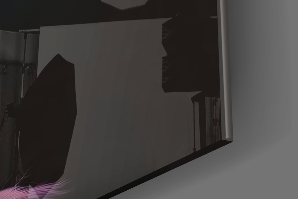 Space Dog artwork anchoring a wall with bold dramatic palette