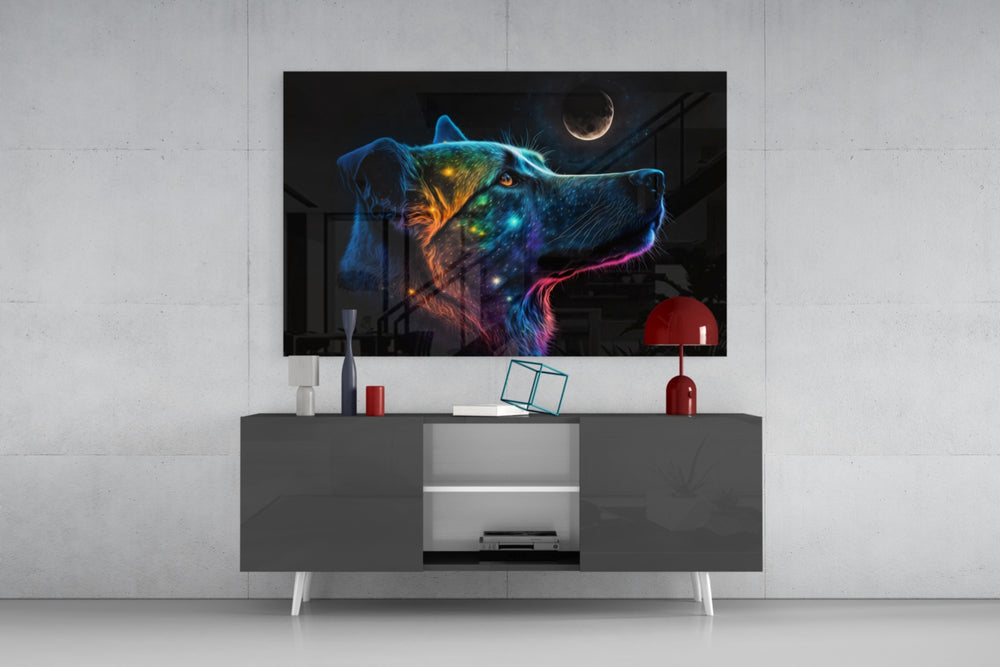 Space Dog panel catching window light to reveal its kinetic wonder