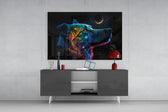 Space Dog panel catching window light to reveal its kinetic wonder