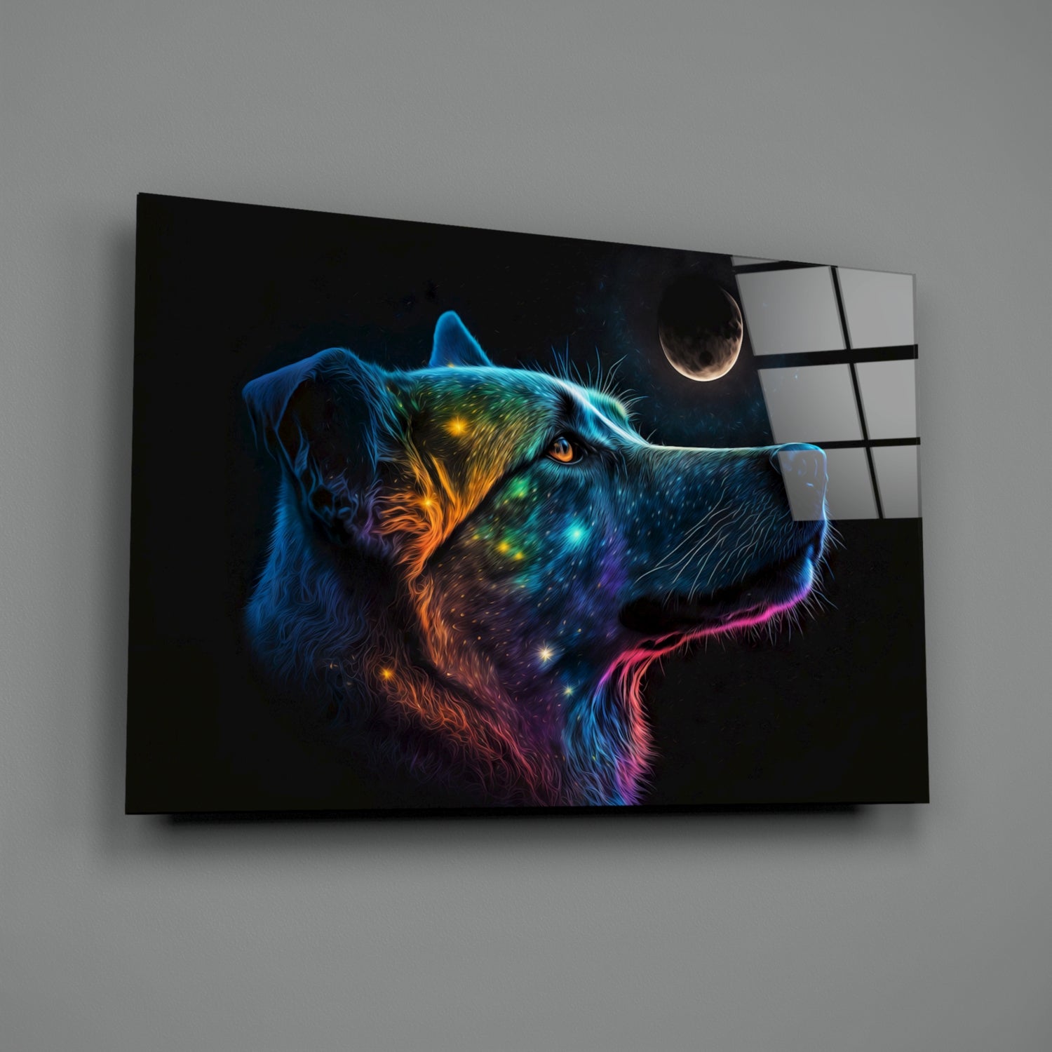 Space Dog Glass Wall Art  || Designer Collection | Insigne Art Design.