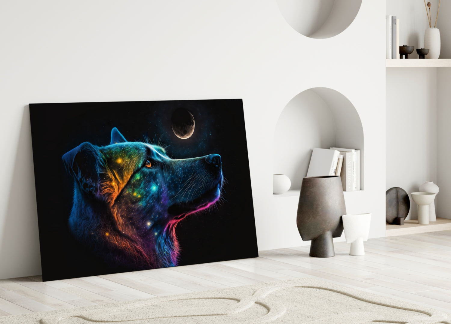 Space Dog Glass Wall Art  || Designer Collection | Insigne Art Design.