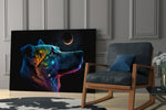 Space Dog glass print enhancing an office with cinematic mood