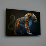 Cosmic-portrait panel bringing kinetic charge to a contemporary living room