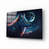 Sparkling Freedom glass wall art displayed above a desk in a kids room with teal and violet LED accents