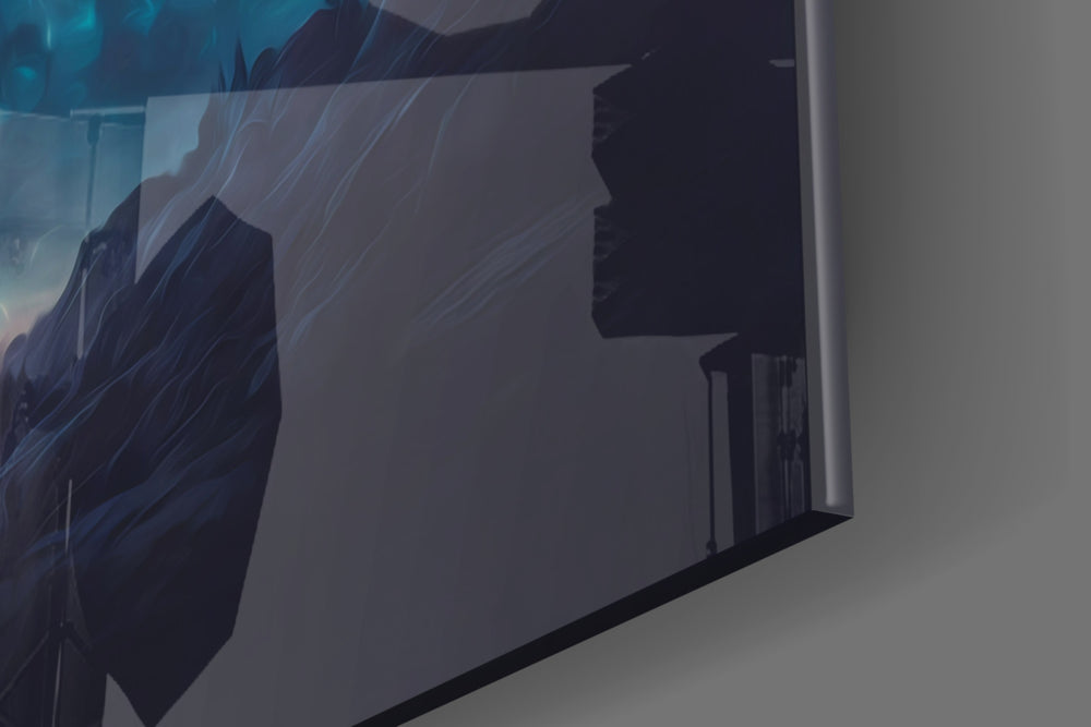 Sparkling Freedom artwork anchoring a wall with bold dramatic palette