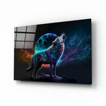 Sparkling Freedom glass wall art displayed above a desk in a kids room with cobalt and amber LED accents