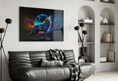 Sparkling Freedom glass wall art styled above a console in a hallway