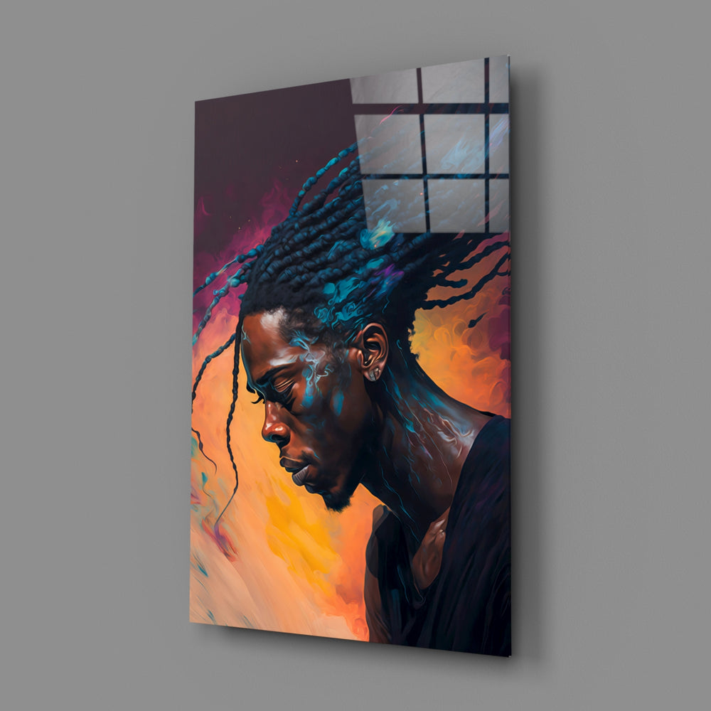 Stylized-profile panel bringing meditative gravity to a contemporary living room