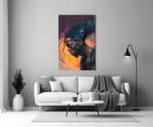 Roy Woods close-up showing profile portrait with indigo-and-cobalt dreadlocks