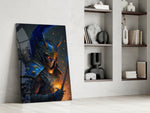 Master Warrior glass print enhancing a teen lounge with cinematic mood