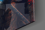 Lord Warrior artwork anchoring a wall with bold dramatic palette
