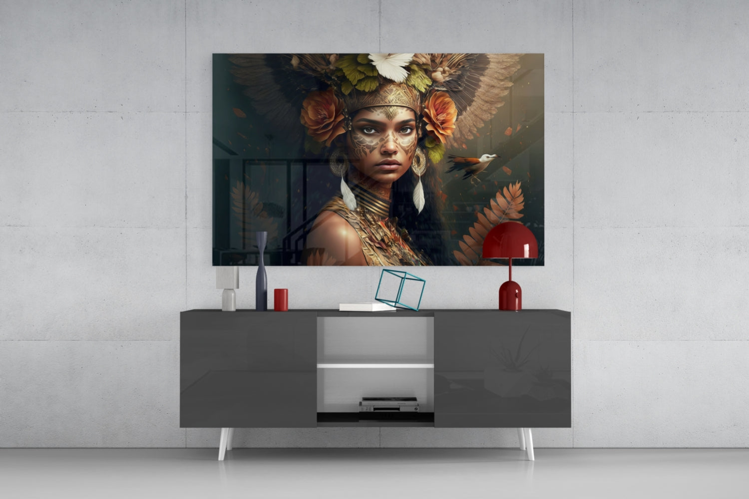 Princess of Flowers Glass Wall Art  || Designer Collection | Insigne Art Design.