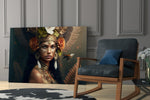 Princess of Flowers glass print enhancing a study with cinematic mood