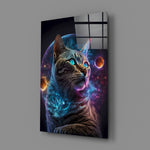 Cosmic-portrait panel bringing kinetic wonder to a contemporary bedroom