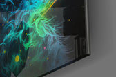 Moon Cat artwork anchoring a wall with bold vibrant palette