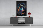 Moon Cat panel catching window light to reveal its kinetic gravity