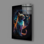 Cosmic-portrait panel bringing kinetic gravity to a contemporary bedroom