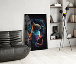 Moon Cat panel adding editorial grace to a man cave