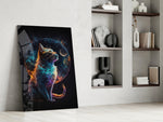 Moon Cat glass print enhancing an office with cinematic mood