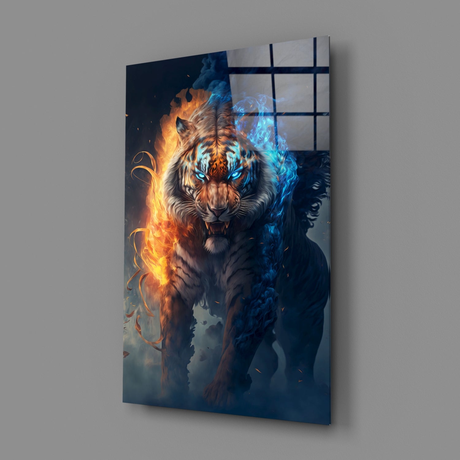 Flaming Nobility Glass Wall Art  || Designer Collection | Insigne Art Design.