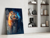 Flaming Nobility glass print enhancing a teen lounge with cinematic mood