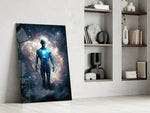 Vitruvius Man glass print enhancing a study with cinematic mood