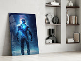 Vitruvius Man glass print enhancing a study with cinematic mood