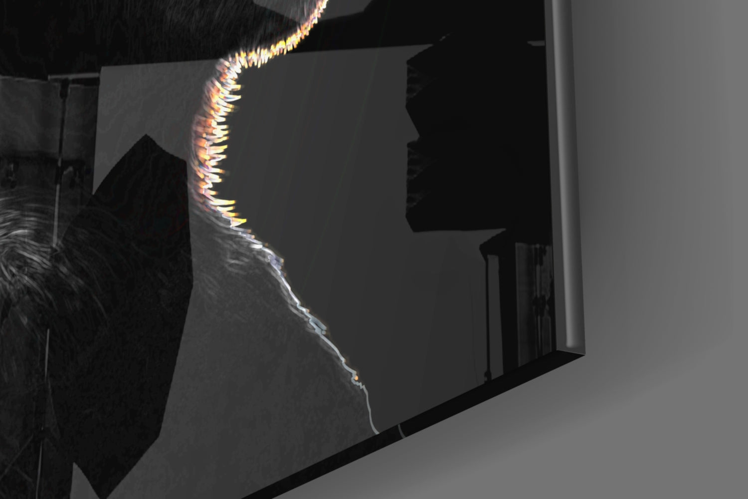 3 Wise Monkeys - Neon Lines Glass Wall Art  || Designer Collection | Insigne Art Design.