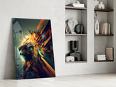 Lion King glass print enhancing a living room with cinematic mood