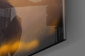 Wise Monkey artwork anchoring a wall with warm refined palette