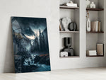Dreamtopia glass print enhancing a library with cinematic mood