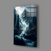 Atmospheric-landscape panel bringing frosted gravity to a contemporary office