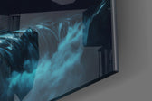 Dreamtopia artwork anchoring a wall with cool dramatic palette