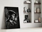 Thomas Shelby glass print enhancing a hallway with cinematic mood