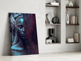 Human Software glass print enhancing a man cave with cinematic mood