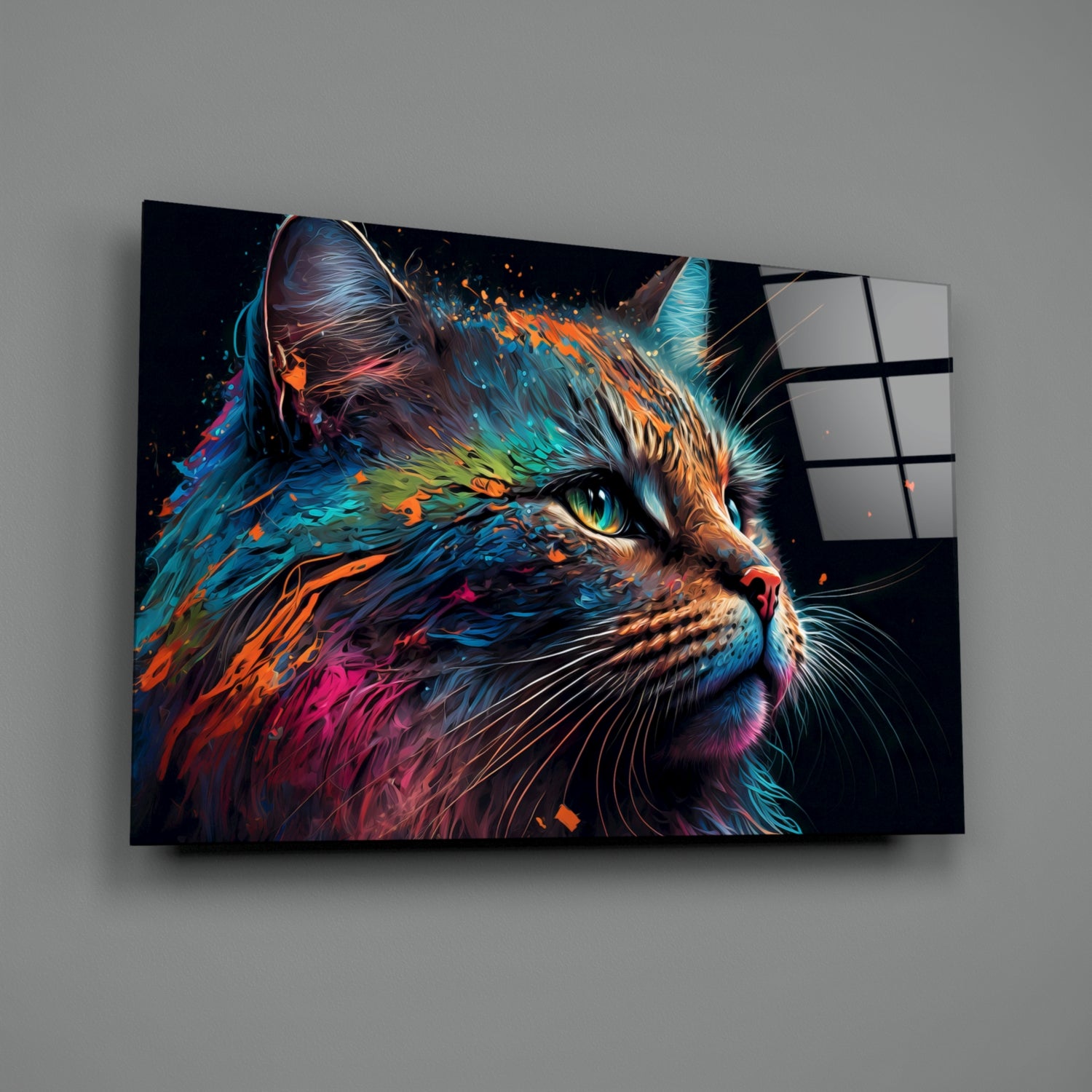 Colorful Cat Glass Wall Art  || Designers Collection | Insigne Art Design.