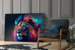 Nobility of the Lion glass print enhancing a man cave with cinematic mood