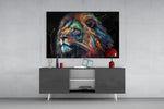 Nobility of the Lion panel catching lamp light to reveal its quiet majesty