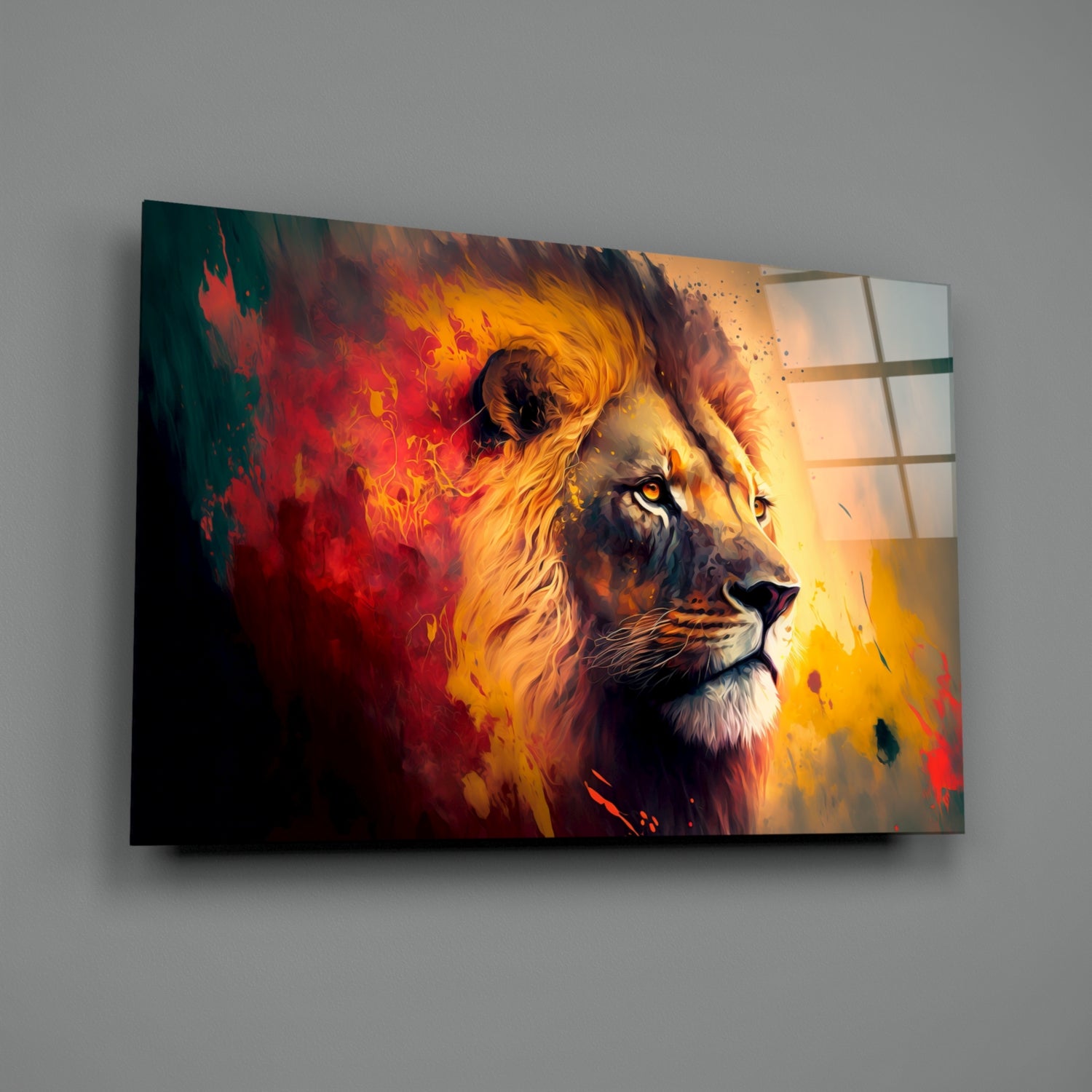 Nobility of the Lion Glass Wall Art  || Designer Collection | Insigne Art Design.