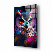 Owl's Eye glass wall art displayed above a linen bed in a serene bedroom with rattan accents
