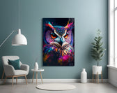 Owl's Eye glass wall art styled above a console in a hallway