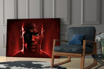 Iconic Michael Jordan glass print enhancing a sports bar nook with cinematic mood