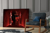 Iconic Michael Jordan glass print enhancing a sports bar nook with cinematic mood